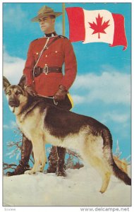 Royal Canadian Policeman with German Shepard Dog, Flag, PU-1966