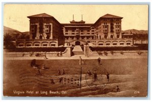 1911 Virginia Hotel Exterior Building Long Beach California CA Vintage Postcard