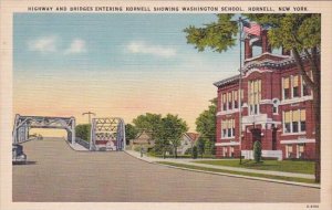 New York Hornell Highway And Bridges Entering Hornell Showing Washington School