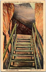 Trail from Wishing Well to Crystal Chapel Niagara Cave IA Vintage Postcard C27