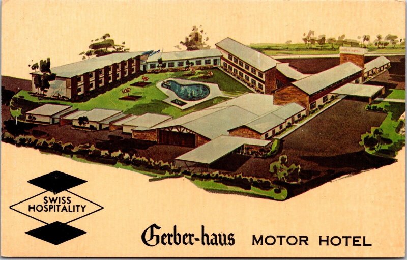 Vtg Fort Wayne Indiana IN Gerber Haus Motor Hotel Motel 1960s View Postcard