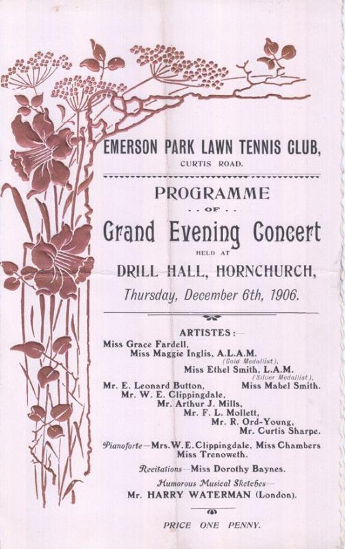 Hornchurch Essex Tennis Club 1906 Antique Theatre Programme