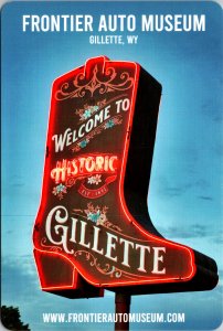 Neon Cowboy Boot Sign Frontier Auto Museum Gillette WY POSTCARD