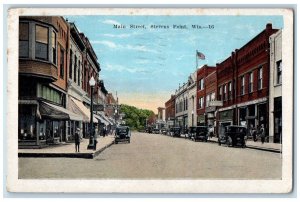 1928 Main Street Stevens Exterior Building Classic Cars Point Wisconsin Postcard