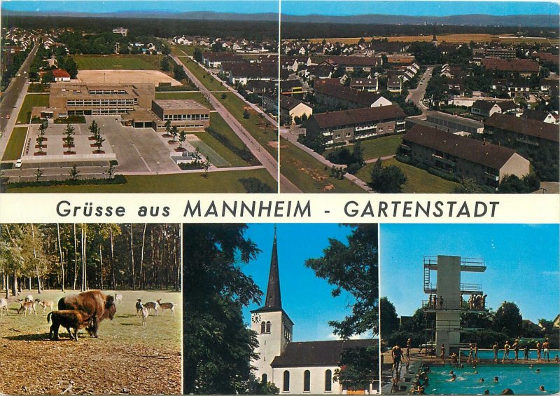 Germany multi view grusse aus mannheim gartenstadt swimming pool Postcard