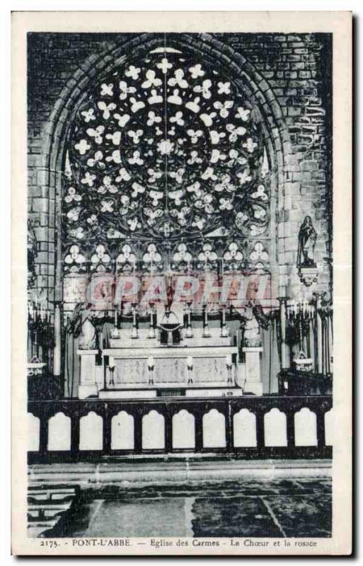 Old Postcard Pont L Abbe Church Carmelite Choir and rosette