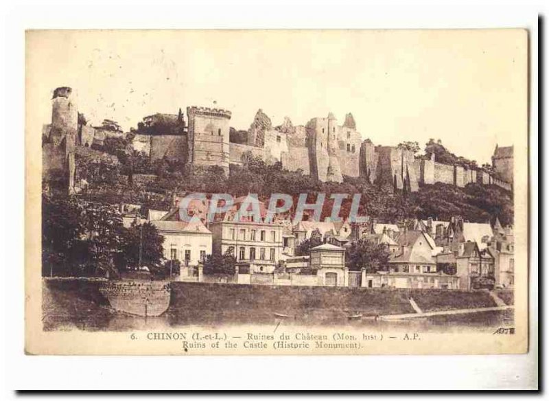 Chinon Old Postcard Castle Ruins