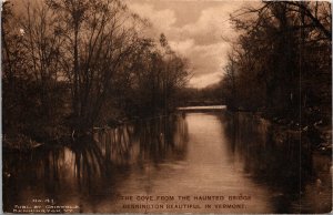 VINTAGE POSTCARD THE COVE HAUNTED BRIDGE BENNINGTON VERMONT MAILED 1912