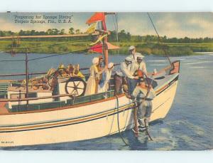 Linen WATER SCENE Tarpon Springs Florida FL hp8758