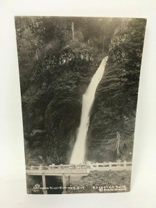 Columbia River Highway Oregon Postcard Bridge Horsetail Falls RPPC Real Photo