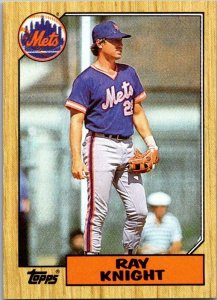 1987 Topps Baseball Card Ray Knight New York Mets sk3279