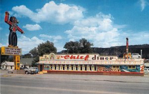 The Chief Diner, Durango, CO, Old cars,Great Neon Sign of The Chief,Old Postcard