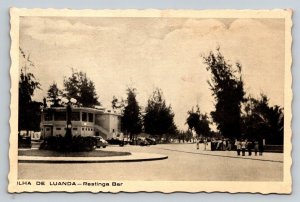 Ilha de Luanda Angola Postcard Restinga Bar Vintage Scalloped Edges RPPC Style