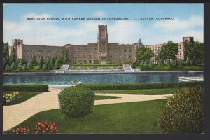 Colorado DENVER West High School with Sunken Gardens in Foreground ~ Linen