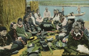 PC CPA US, HAWAII, A NATIVE FEAST OR LUAU, Vintage Postcard (b21272)