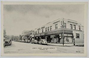 Pennsylvania Warren PA Liberty St 5 & 10 Cent Store Old Cars c1930 Postcard AA2