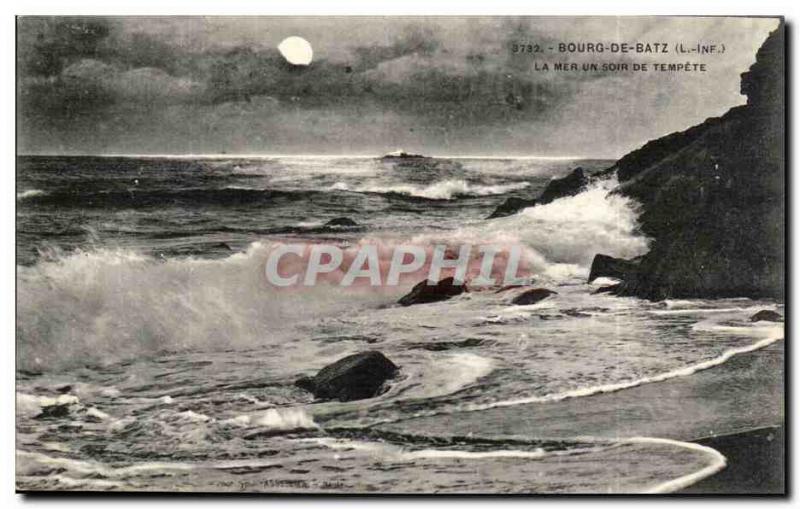 Old Postcard Bourg de Batz The sea one evening storm