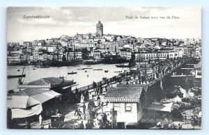 Postcard Turkey Constantinople Pont de Galata Avec Vue de Pera K10