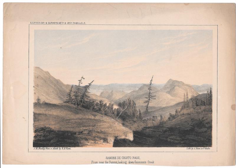 USPRR Survey Sangre de Cristo Pass Gunnisons Creek 38th 39th Parallel  Litho