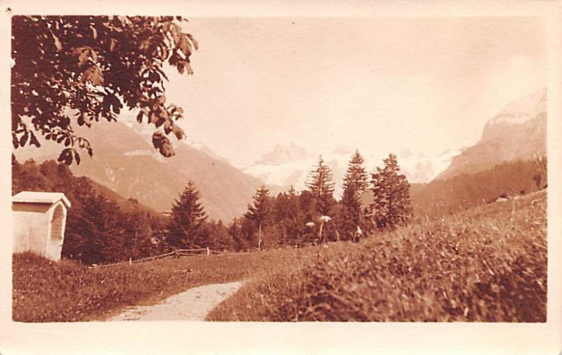 Mountain Scene Switzerland Writing on back Real Photo 