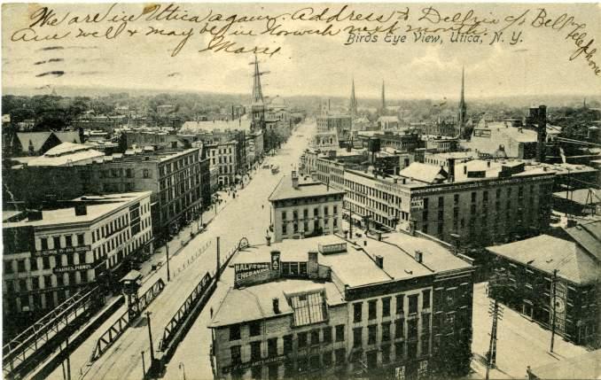 Bird's Eye View - Downtown Utica, New York - pm 1907 - Nice Signage