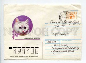 412604 USSR 1990 year Usova Angora cat real posted cover