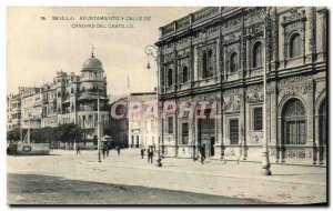 Old Postcard Sevilla Ayuntamiento Calle Canovas del Castillo