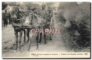 Old Postcard Donkey Mule English and Indian Army Soldiers