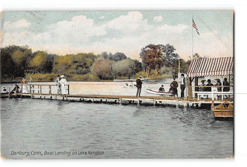 Danbury Connecticut CT Postcard 1908 Lake Kenosia Boat Landing