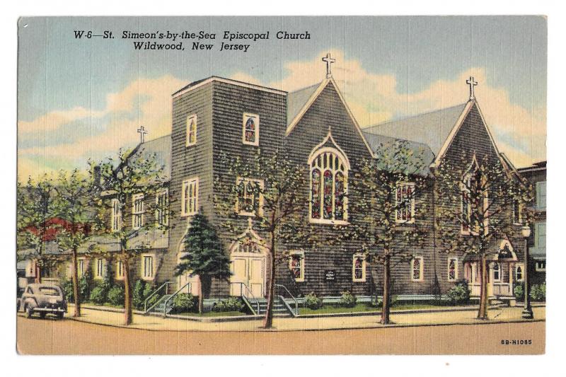 NJ Wildwood Episcopal Church St Simeons by the Sea Vintage Boyer Linen Postcard