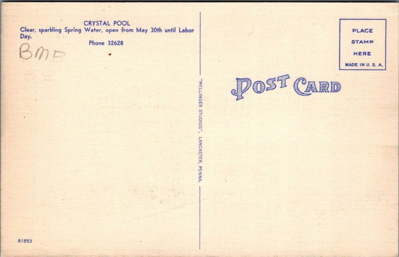 Postcard Crystal Pool Rocky Springs Park Lancaster PA