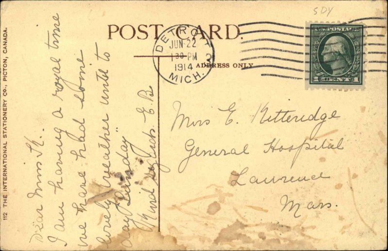 WINDSOR ONTARIO ON GTR Ferry GRAND TRUNK STEAMER BOAT SHIP Postcard