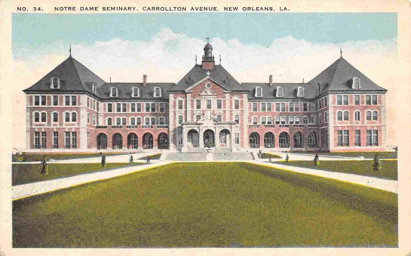 Notre Dame Seminary Carrollton Avenue New Orleans Louisiana 1920c postcard