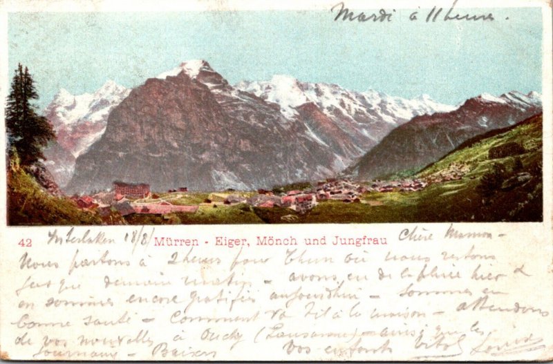 Switzerland Muerren Eiger Moench und Jungfrau 1903