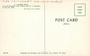 Bromley 1956 Nantucket Massachusetts Shipwreck SS Andrea Doria postcard 7662