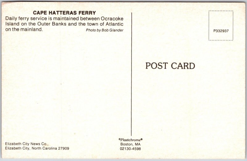 Cape Hatteras Ferry Daily Service Bet. Ocracoke Island & Outer Banks Postcard