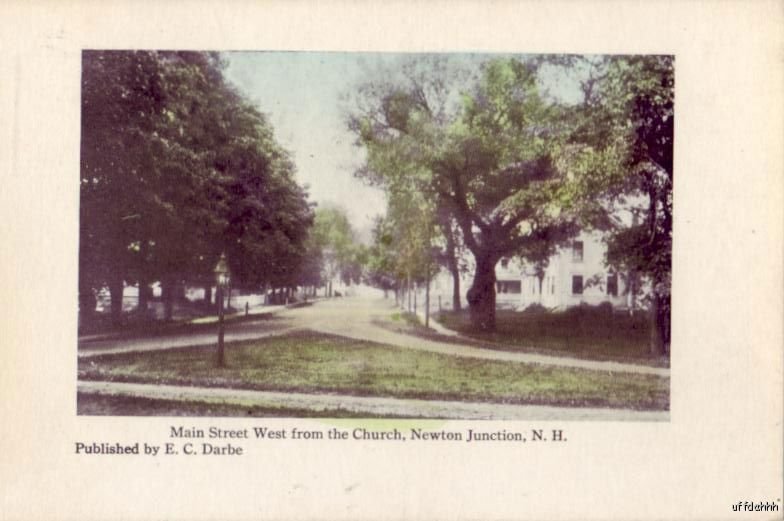 MAIN STREET WEST FROM THE CHURCH NEWTON JUNCTION, NH published by E.C. Darbe