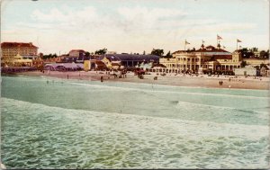 View of Strand Long Beach CA California Ocean Newman Postcard F55