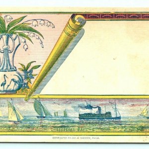 1880s Chesapeake Bay JNO A Haddock Steamship Stock Trade Card Artistic Style C14