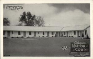 Culpeper VA Motor Court HWY 15 29 & 522 Postcard