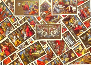 The Sunday Gospels in images 52 artistically colored postcards by René de Cramer 