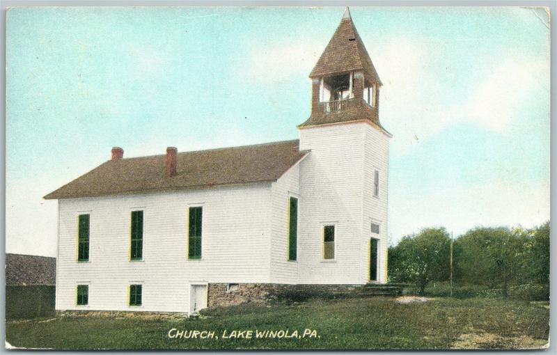 LAKE WINOLA PA CHURCH 1908 ANTIQUE POSTCARD 