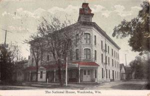 Waukesha Wisconsin National House Street View Antique Postcard K16061