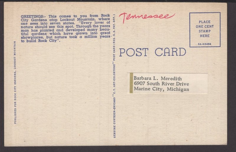 Tennessee - Lookout Mountain - Rock Formation in Rock City Gardens ~ LINEN