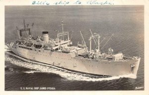 RPPC U.S. NAVAL SHIP JAMES O'HARA MILITARY REAL PHOTO POSTCARD (c. 1940s)