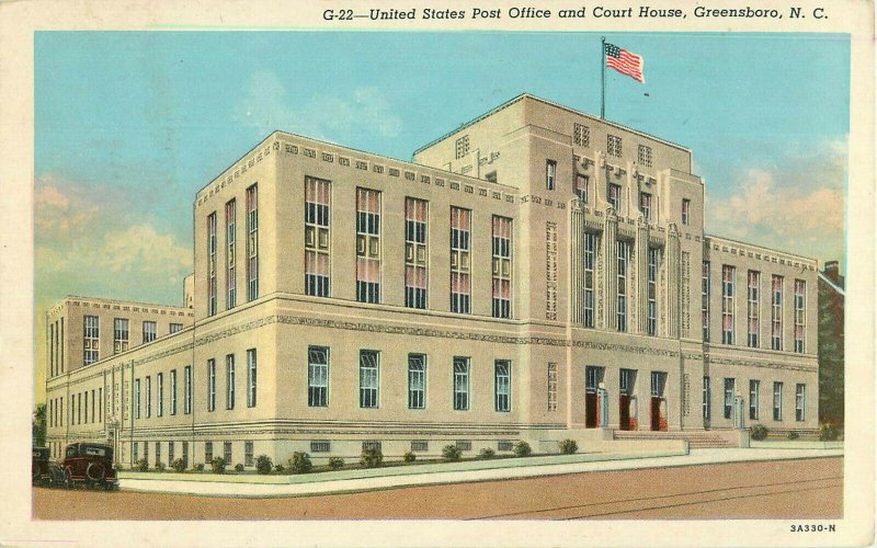 Postcard United States Post Office And Court House, Greensboro, NC