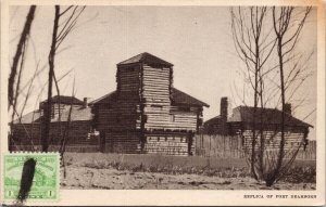 Replica of Fort Dearborn Century of Progress w Stamp c1933 Postcard F37