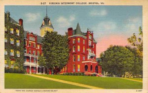 Virginia Intermont College Bristol VA linen postcard