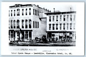 Leadville Colorado CO Postcard Tabor Opera House Clarendon Hotel c1910 Vintage
