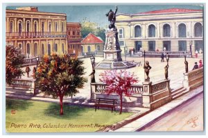 c1910 Columbus Monument Mayaguez Puerto Rico Unposted Oilette Tuck Art Postcard